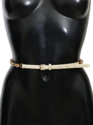 Dolce & Gabbana Champagne Crystal Embellished Leather Belt