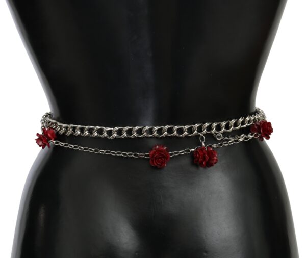 Dolce & Gabbana Elegant Floral Rose Waist Belt in Vibrant Red - Image 5
