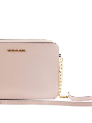 Michael Kors Jet Set Large East West Saffiano Leather Crossbody Bag Handbag (Powder Blush)