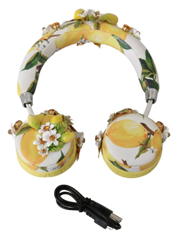 Dolce & Gabbana Glamorous Gold-Embellished Leather Headphones - Image 5