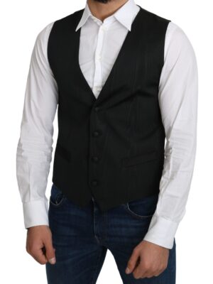 Dolce & Gabbana Elegant Silk Formal Gray Vest