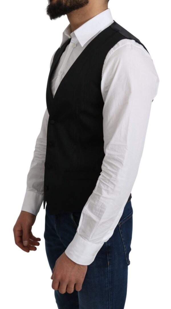 Dolce & Gabbana Elegant Silk Formal Gray Vest - Image 3