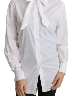 Dolce & Gabbana Elegant Scarf Neck Cotton Blouse