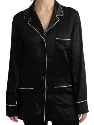Dolce & Gabbana Elegant Silk Black Button-Up Blouse