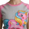 Moschino Chic Gray Crew Neck Cotton T-shirt with Pink Accents - Image 5