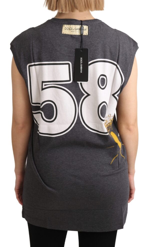 Dolce & Gabbana Elegant Gray Cotton Cap Sleeve Tee - Image 4