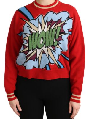 Dolce & Gabbana Radiant Red Cartoon Motive Cashmere Sweater