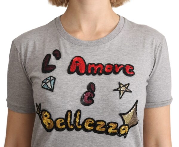 Dolce & Gabbana Sequined Motive Cotton Tee - Image 5