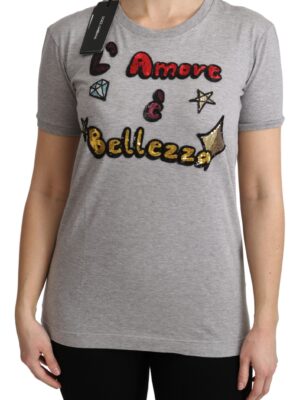 Dolce & Gabbana Sequined Motive Cotton Tee