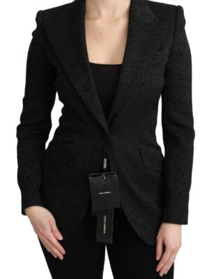 Dolce & Gabbana Elegant Black Brocade Single Breasted Blazer