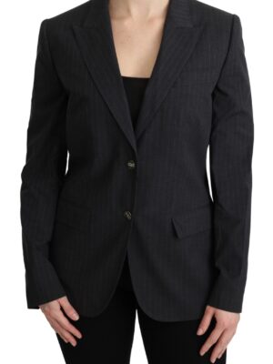Dolce & Gabbana Elegant Gray Striped Cotton Blazer