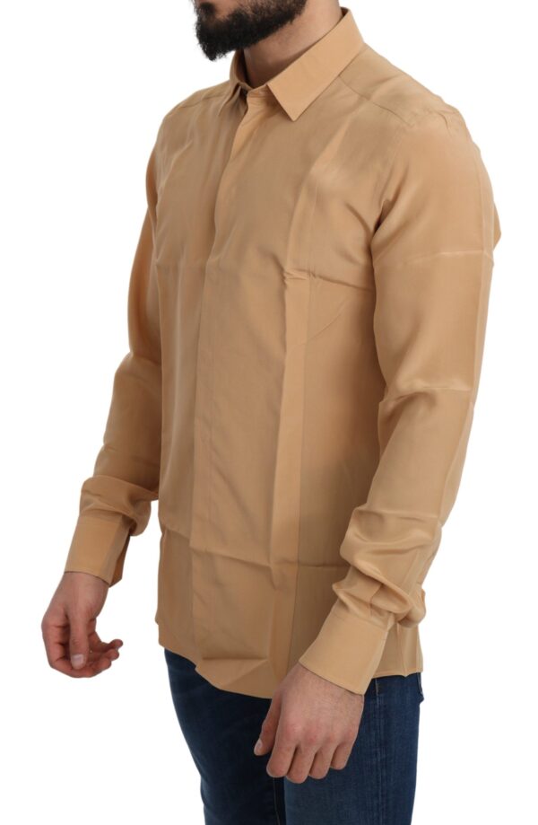 Dolce & Gabbana Elegant Yellow Silk Men's Formal Shirt - Image 2