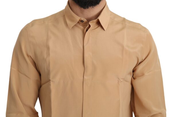Dolce & Gabbana Elegant Yellow Silk Men's Formal Shirt - Image 4