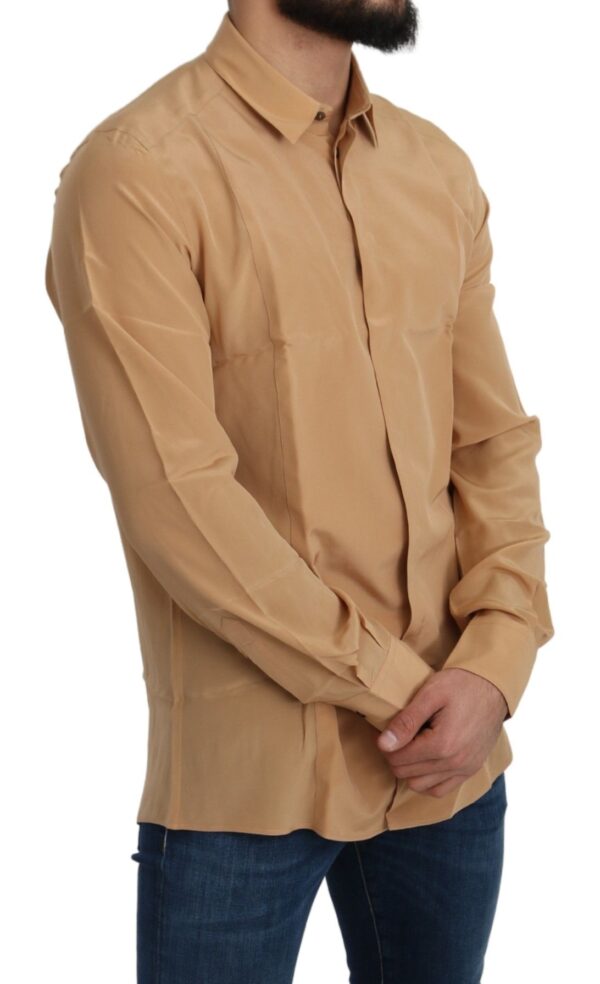Dolce & Gabbana Elegant Yellow Silk Men's Formal Shirt - Image 5