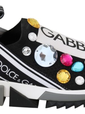 Dolce & Gabbana Black Crystal-Embellished Low Top Sneakers
