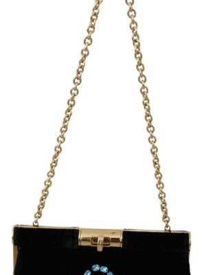 Dolce & Gabbana Velvet Evening Party Crossbody with Crystal Studs