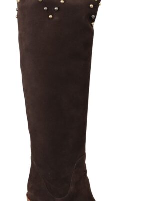 Dolce & Gabbana Studded Suede Knee High Boots in Brown