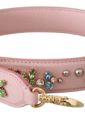 Dolce & Gabbana Stunning Pink Crystal Studded Leather Strap
