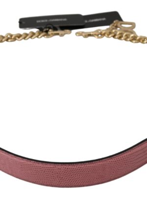 Dolce & Gabbana Elegant Pink Gold Leather Shoulder Strap