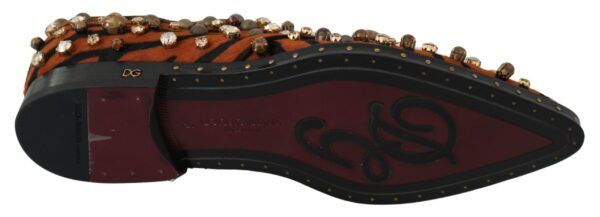 Dolce & Gabbana Tiger Pattern Crystal Embellished Flats - Image 7
