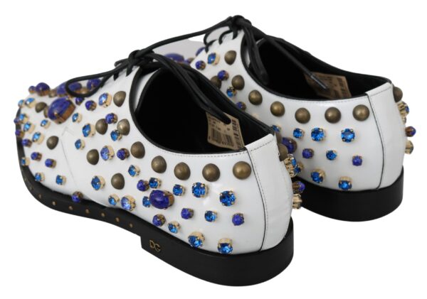 Dolce & Gabbana Elegant White Leather Dress Shoes With Crystals - Image 4