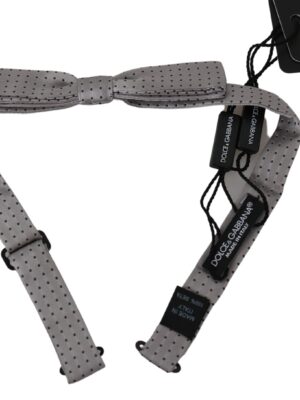 Dolce & Gabbana Elegant Silk Gray Polka Dot Bow Tie