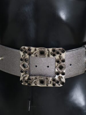 Dolce & Gabbana Stunning Silver Leather Crystal-Studded Belt