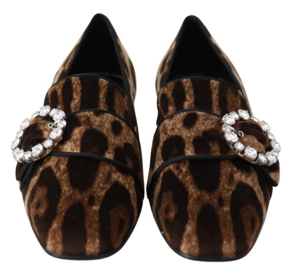 Dolce & Gabbana Leopard Print Crystal Embellished Loafers - Image 5