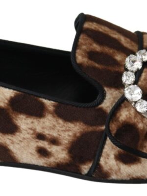 Dolce & Gabbana Leopard Print Crystal Embellished Loafers