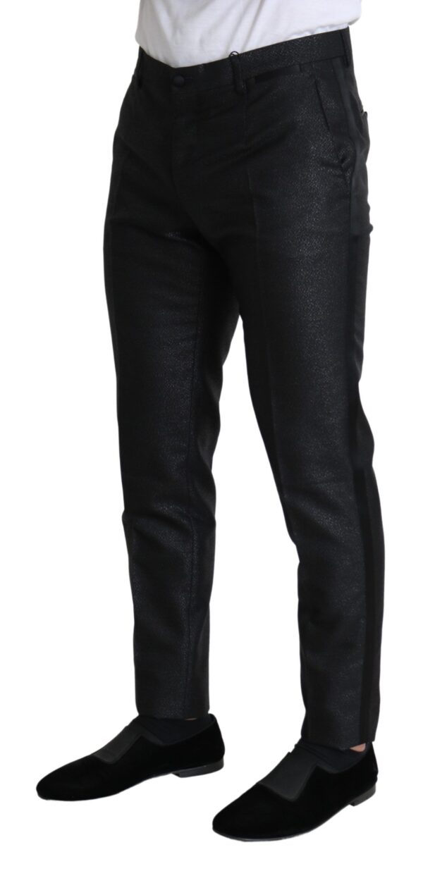 Dolce & Gabbana Elegant Metallic Black Dress Pants - Image 2