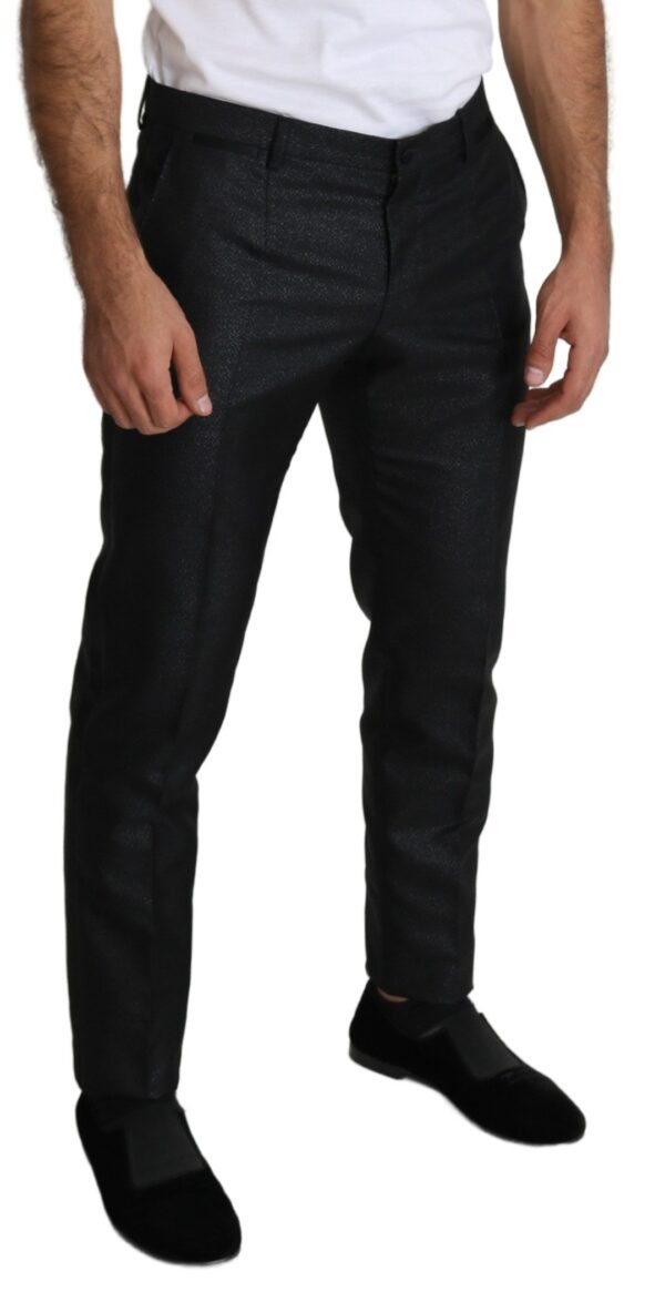 Dolce & Gabbana Elegant Metallic Black Dress Pants - Image 4