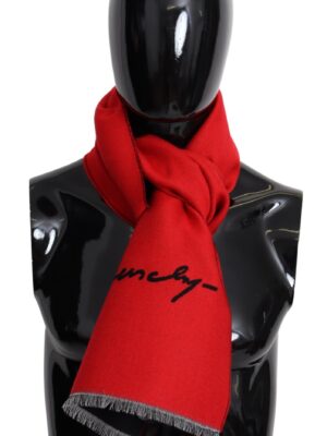 Givenchy Elegant Red Wool Blend Unisex Scarf