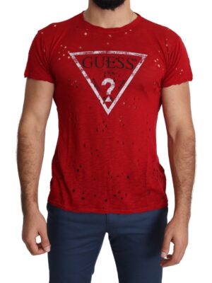 Guess Radiant Red Cotton Stretch T-Shirt