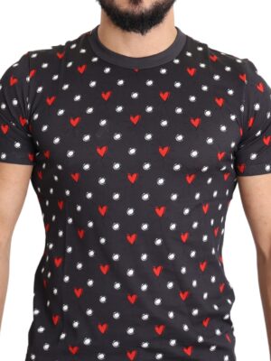 Dolce & Gabbana Chic Gray Cotton T-Shirt with Heart Prints
