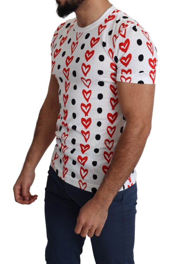 Dolce & Gabbana Chic White Cotton Tee with Heart Print - Image 3