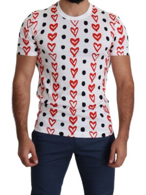Dolce & Gabbana Chic White Cotton Tee with Heart Print