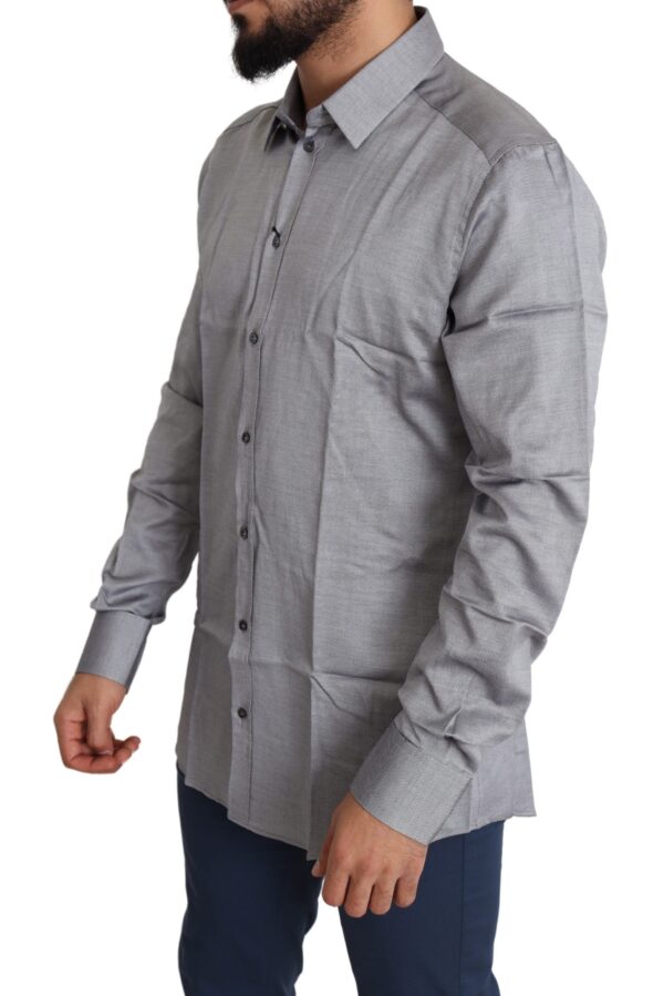 Dolce & Gabbana Elegant Gray Slim Fit Cotton Dress Shirt - Image 2