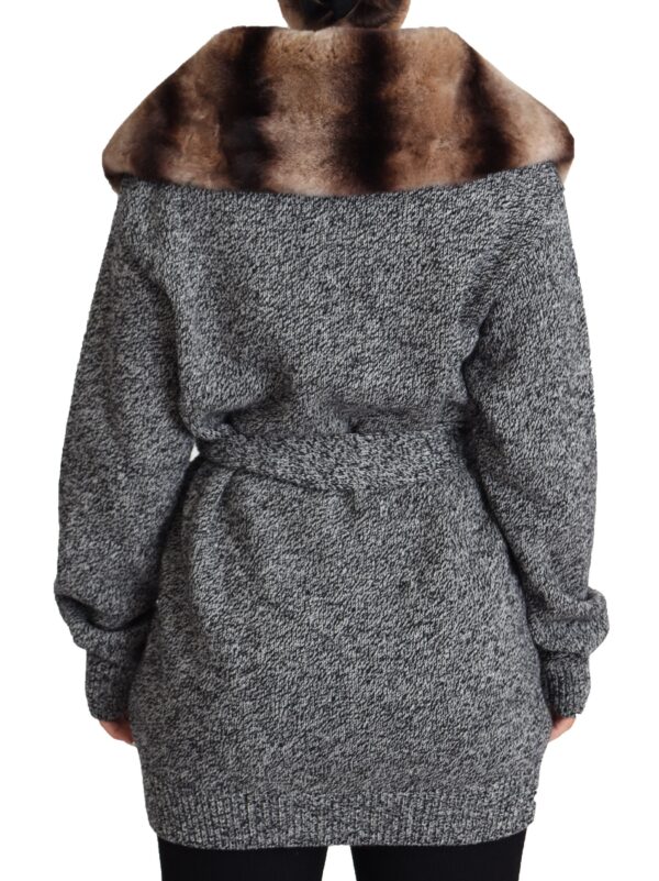 Dolce & Gabbana Elegant Cashmere Cardigan with Rabbit Fur Collar - Image 3