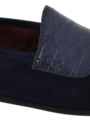 Dolce & Gabbana Elegant Blue Suede Leather Loafers