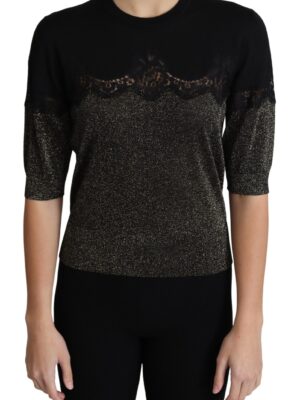 Dolce & Gabbana Elegant Lurex Threaded Jersey Lace Blouse
