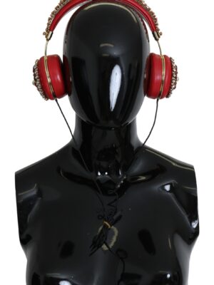 Dolce & Gabbana Exquisite Red Crystal Leather Headphones