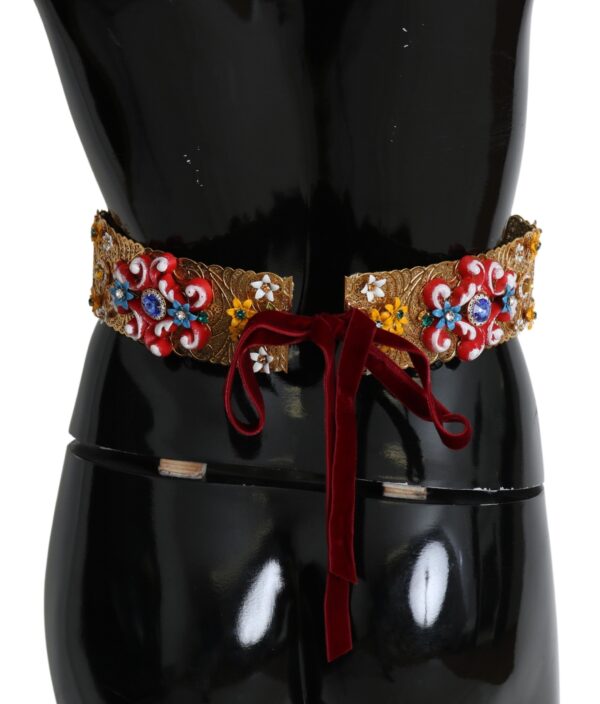 Dolce & Gabbana Gold-Tone Floral Crystal Waist Belt - Image 2