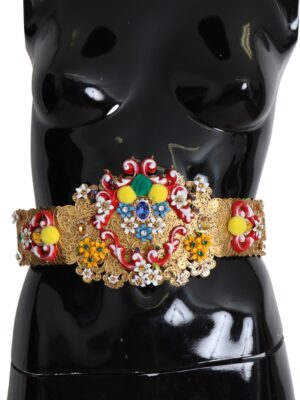 Dolce & Gabbana Gold-Tone Floral Crystal Waist Belt