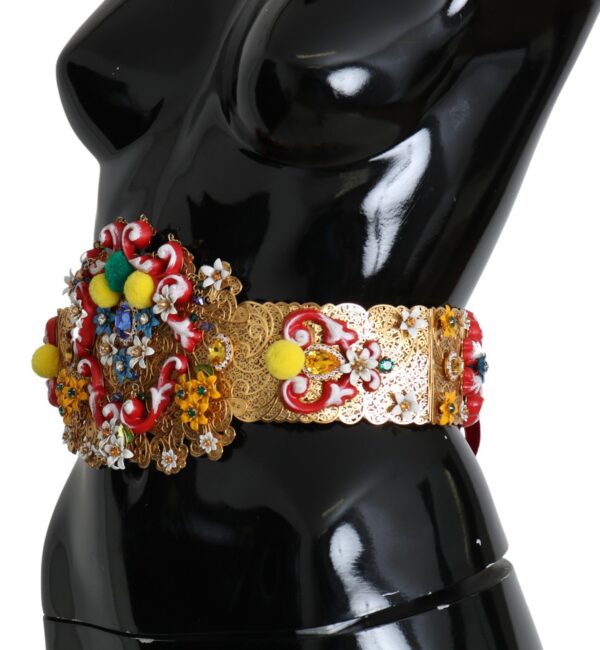 Dolce & Gabbana Gold-Tone Floral Crystal Waist Belt - Image 4
