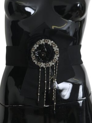Dolce & Gabbana Elegant Black Crystal Waist Belt