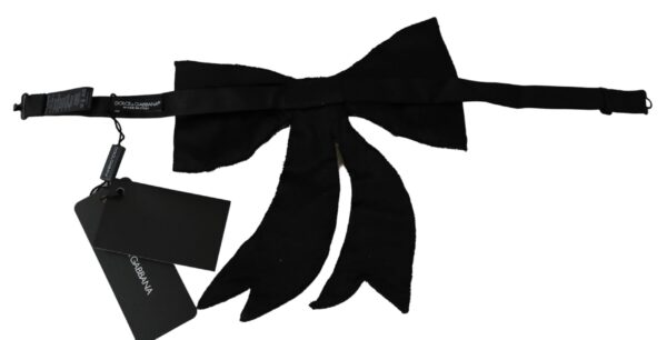 Dolce & Gabbana Silver-Tone Silk Crystal Bow Tie - Image 2