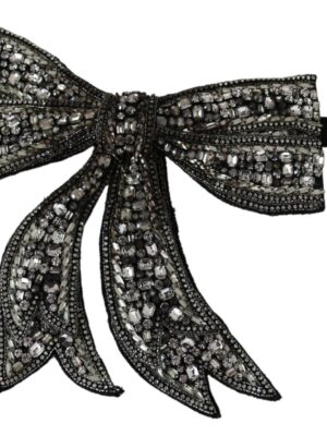 Dolce & Gabbana Silver-Tone Silk Crystal Bow Tie