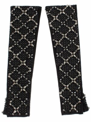 Dolce & Gabbana Elegant Crystal Beaded Leather Gloves