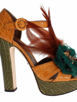 Dolce & Gabbana Multicolor Crystal Ankle Strap Platform Sandals