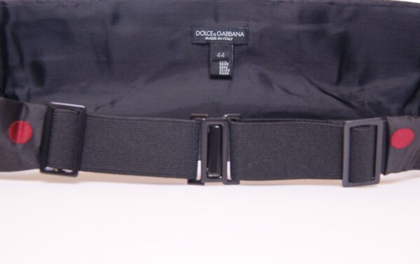 Dolce & Gabbana Exquisite Black Silk Cummerbund with Red Polka Dots - Image 5